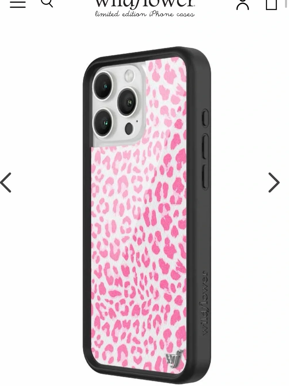 Wildflower Pink Leopard Print iPhone 15 Case with White Base